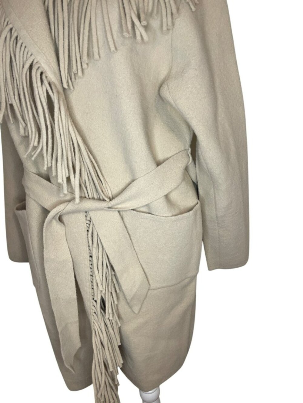NVLT Camel Clair Light Camel Fringe Belted Coatigan Women's L/G $160 NWT - Picture 3 of 8
